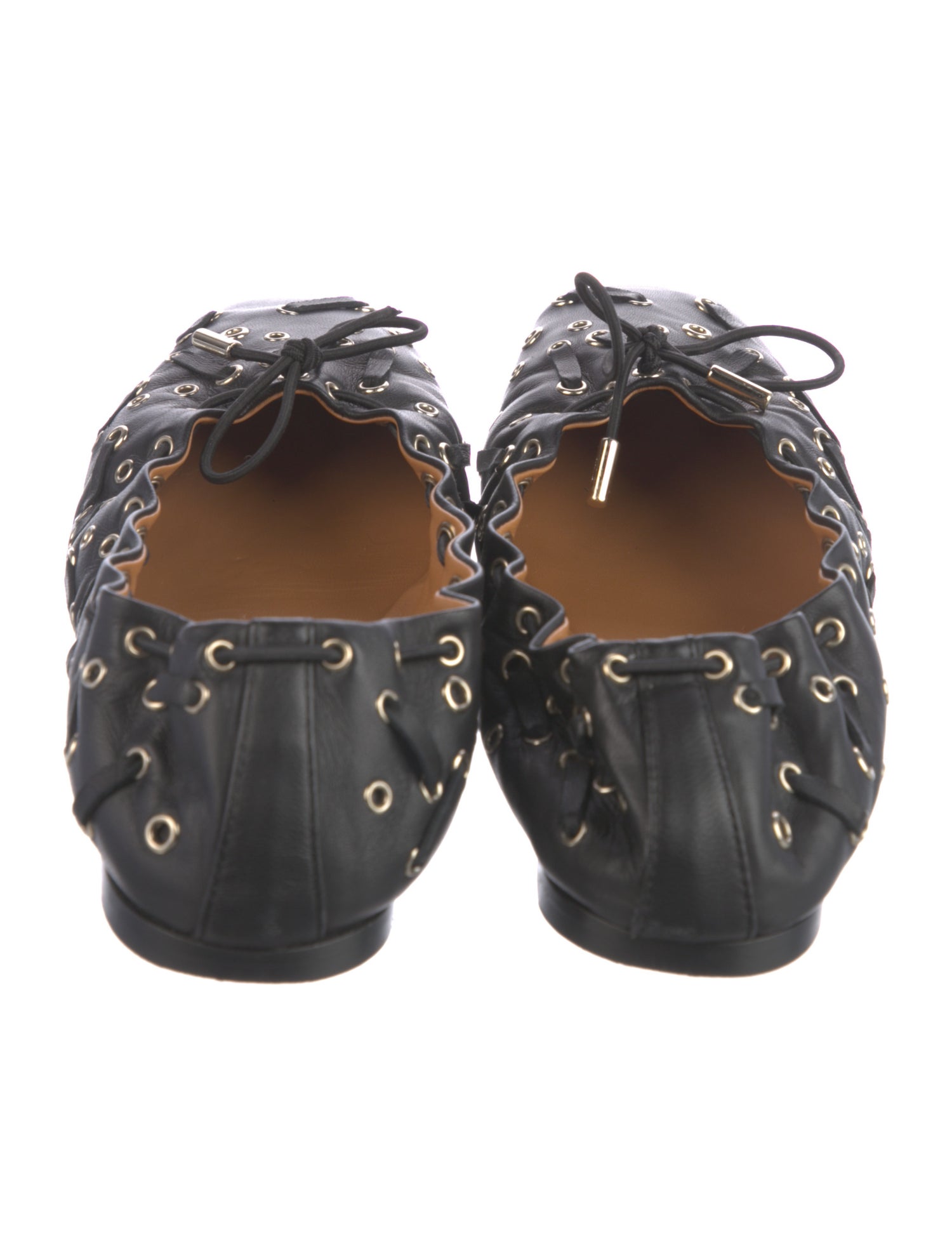 Chloé Leather Bow Accents Ballet Flats